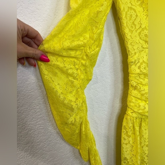 Endless Rose Lace Lace Ruched A-Line Mini Dress Long Sleeve NWOT - Picture 10 of 12